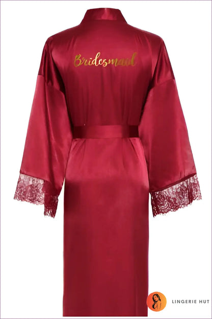 Lace Trim Satin Robe - the Honeymoon Edit - Bridesmaid / s - Robes - Lingerie Hut - All Season • Bridal • Glamour • Lace