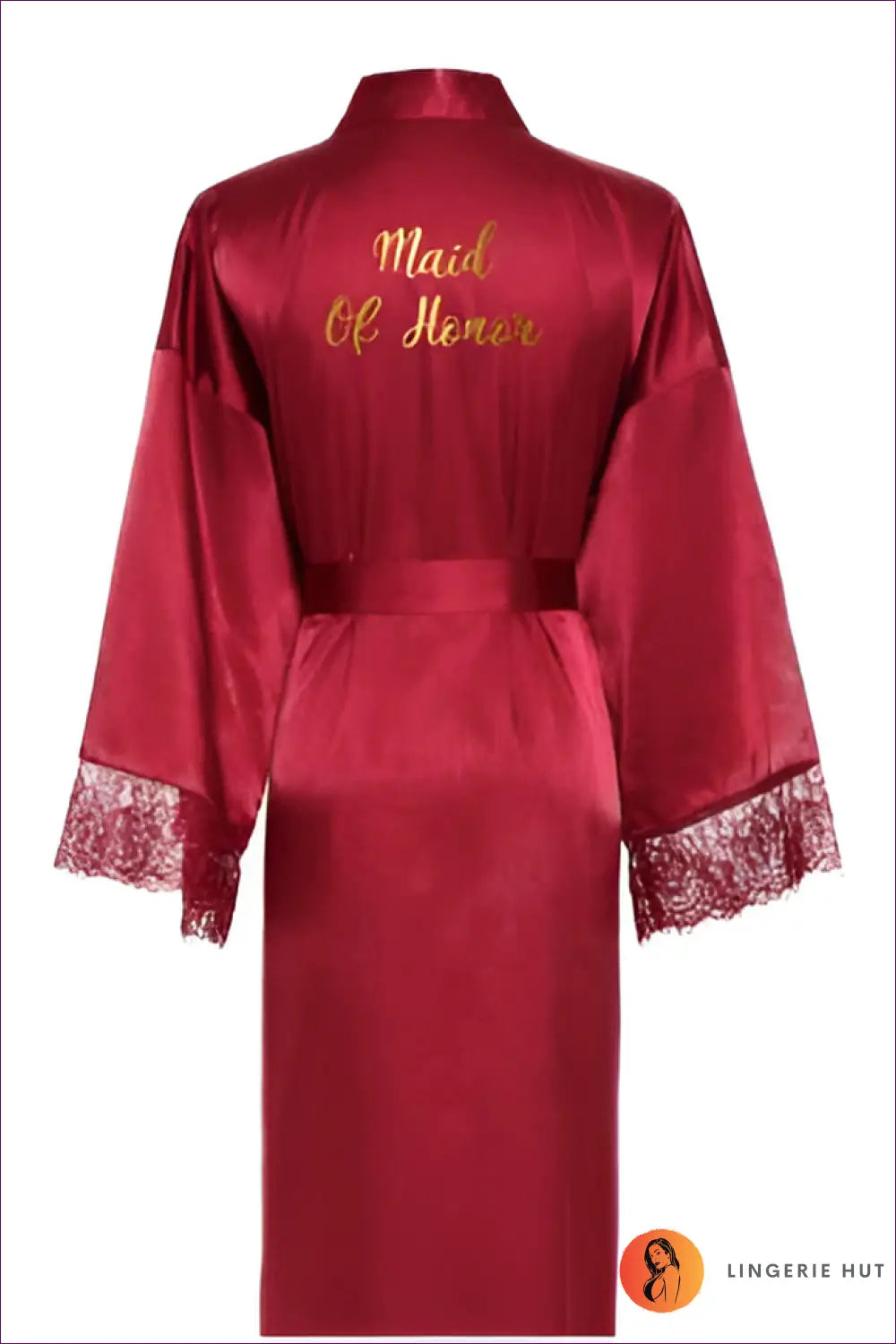 Lace Trim Satin Robe - the Honeymoon Edit - Maid of Honor / s - Robes - Lingerie Hut - All Season • Bridal • Glamour
