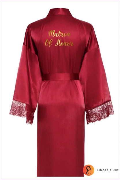Lace Trim Satin Robe - the Honeymoon Edit - Matron of Honor / s - Robes - Lingerie Hut - All Season • Bridal • Glamour