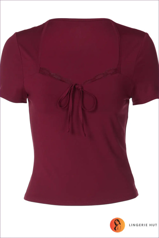 Lace Trim Square Neck Top - Sweet Everyday Style
