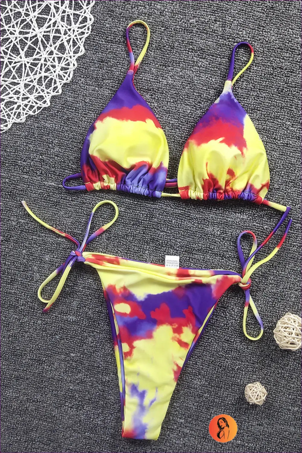 Lace-up Boho Bikini - Summer Swim Edit - s / Yellow Smudges - Swimwear - Lingerie Hut - Animal • Beachwear • Cutout