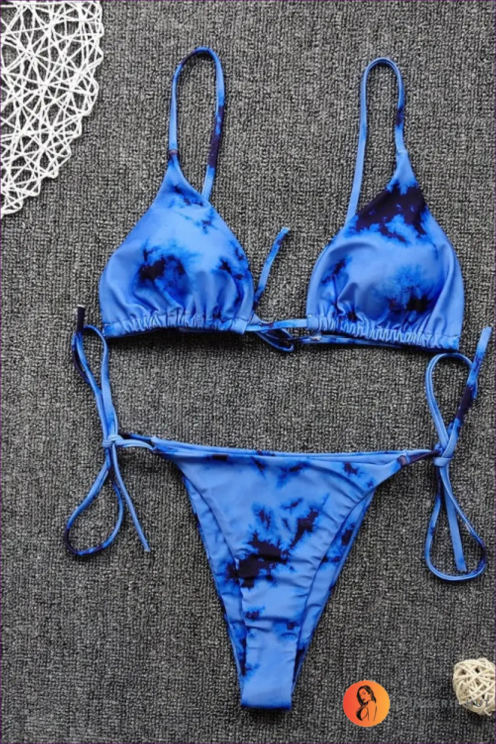 Lace-up Boho Bikini - Summer Swim Edit - s / Blue Smudges - Swimwear - Lingerie Hut - Animal • Beachwear • Cutout