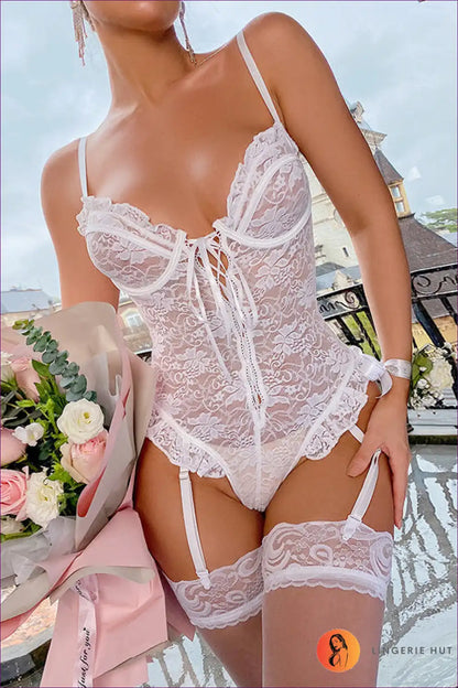 This Exquisite Lingerie Piece Combines The Delicate Intricacies Of Lace With Boldness Mesh, Creating