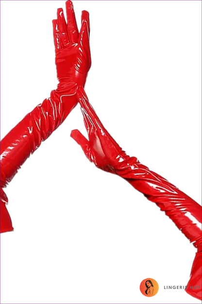 Lace-up Glossy Bodysuit with Opera Gloves - Bold Statement - Red / S-m - Clubwear • Glamour • just in • Lingerie - Hut