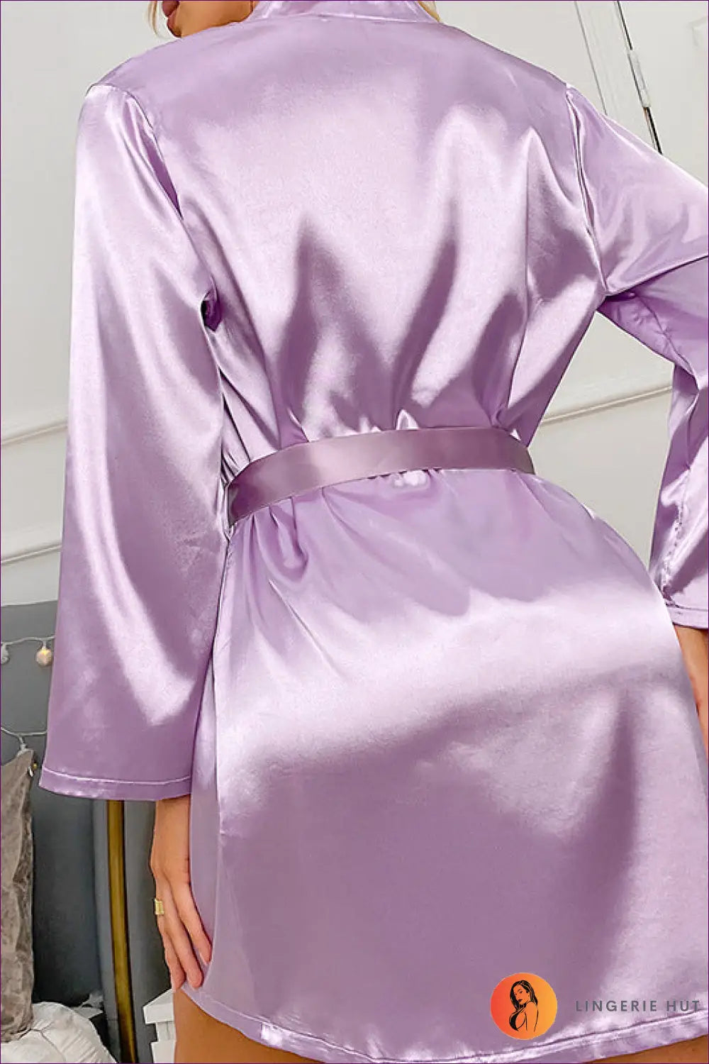 Lace-up Lingerie Set with Satin Robe - Luxe Nights in - Pyjama with - Sleepwear & Loungewear - Hut - All Season