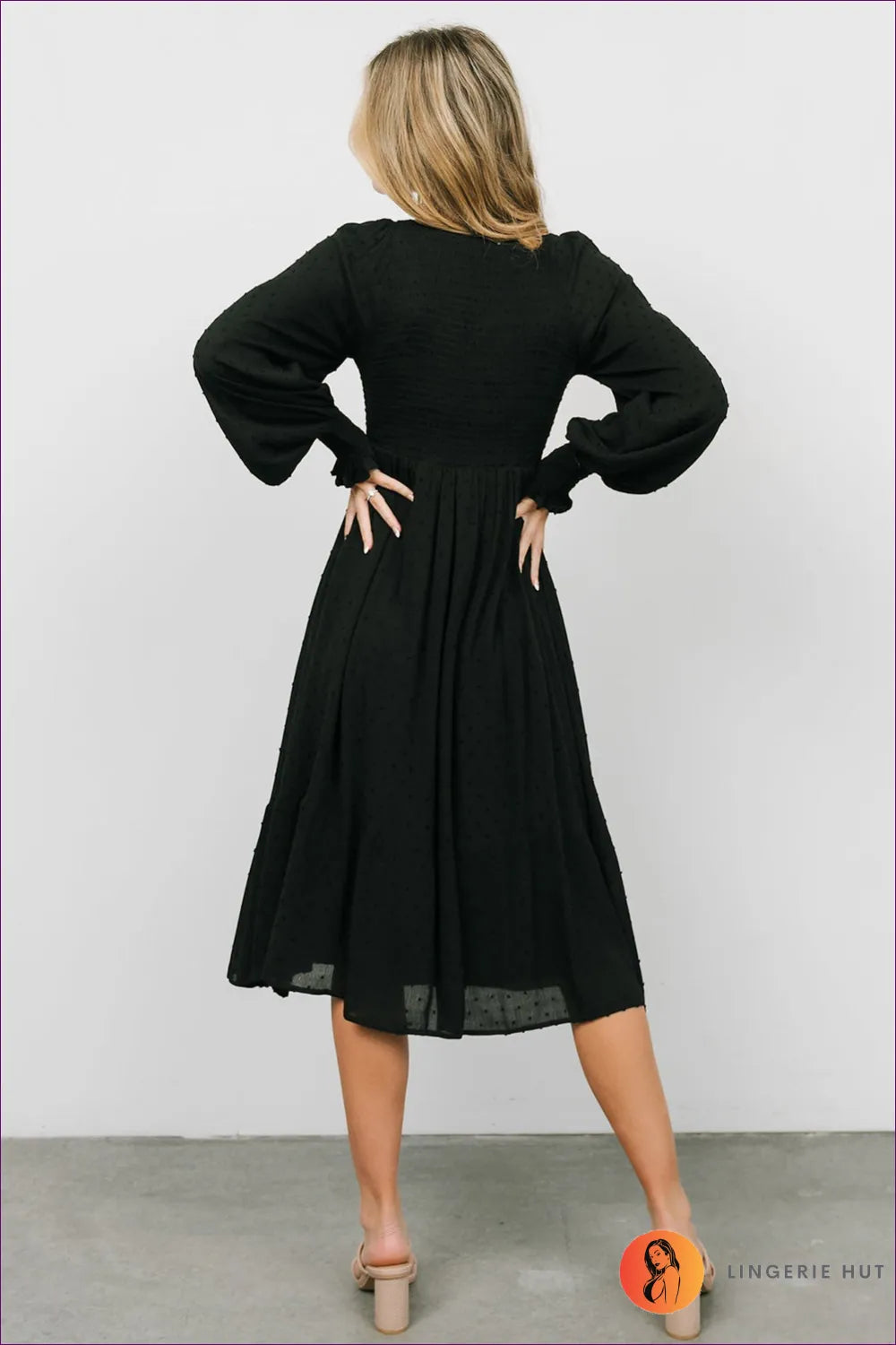 Elevate Your Style With Our Lantern Sleeve Midi Dress. Modern Chic, Exquisite Ruffle Design, And Premium