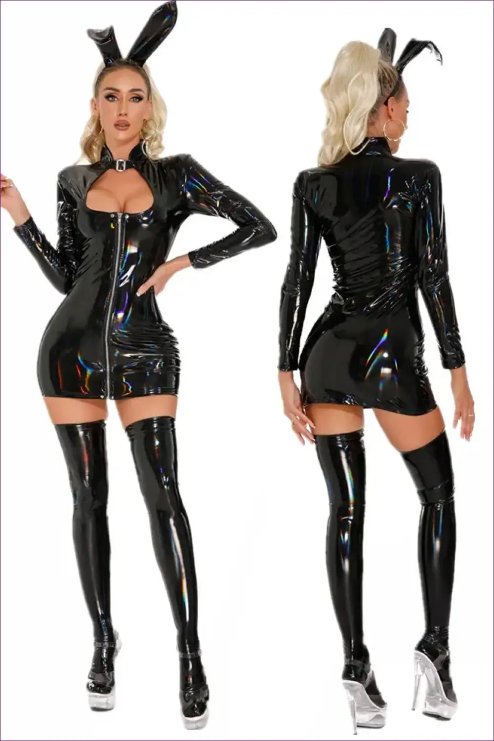 Latex Bunny Costume with Accessories - Fantasy Roleplay Ready - Outfit Set - Costumes - Lingerie Hut - Clubwear