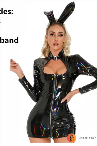 Latex Bunny Costume with Accessories - Fantasy Roleplay Ready - Dress with Headband / 2xl-3xl - Outfit Set - Costumes