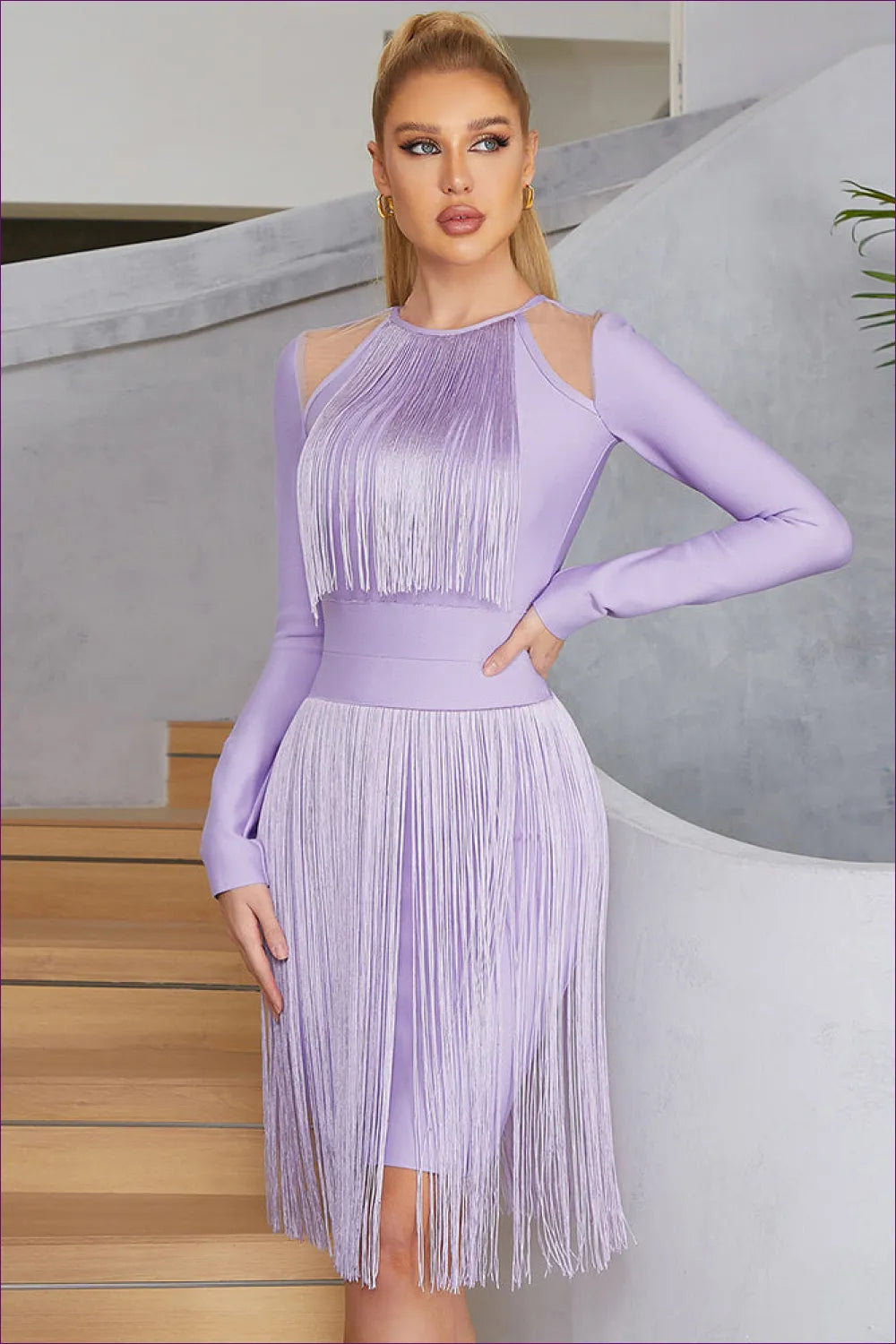 Lavender Fringe Cocktail Dress - Party Ready