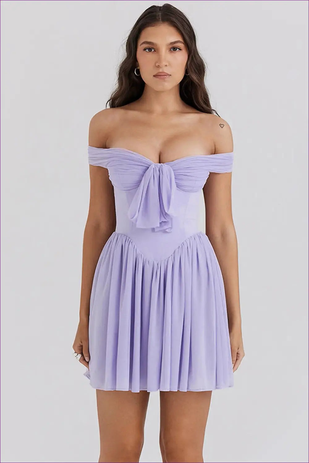 Lavender Off-shoulder Mini Dress - Effortless Elegance for Clubwear, Date Night, Dress, Glamour,