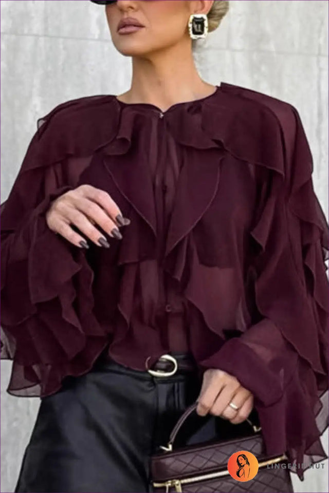 Layered Ruffle Lace Blouse - Effortless Elegance