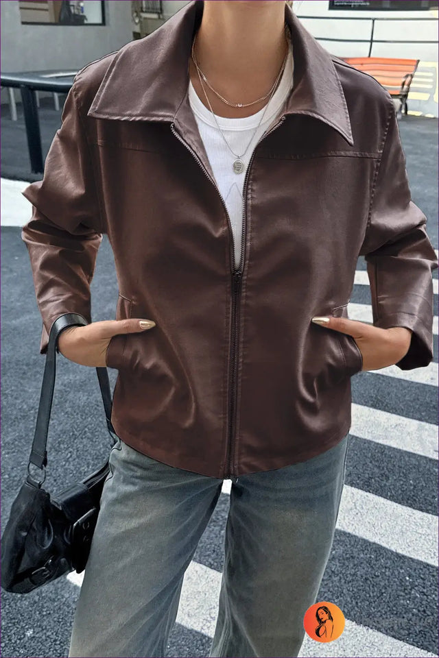 Leather Jacket with Zip Front - Effortless Edge