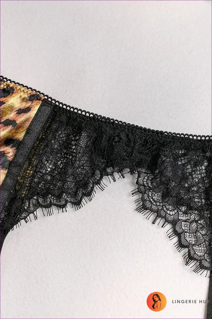 Leopard Lace Three-piece Lingerie Set - After Dark Ease - Boudoir • Bra • Date Night • just in - Hut