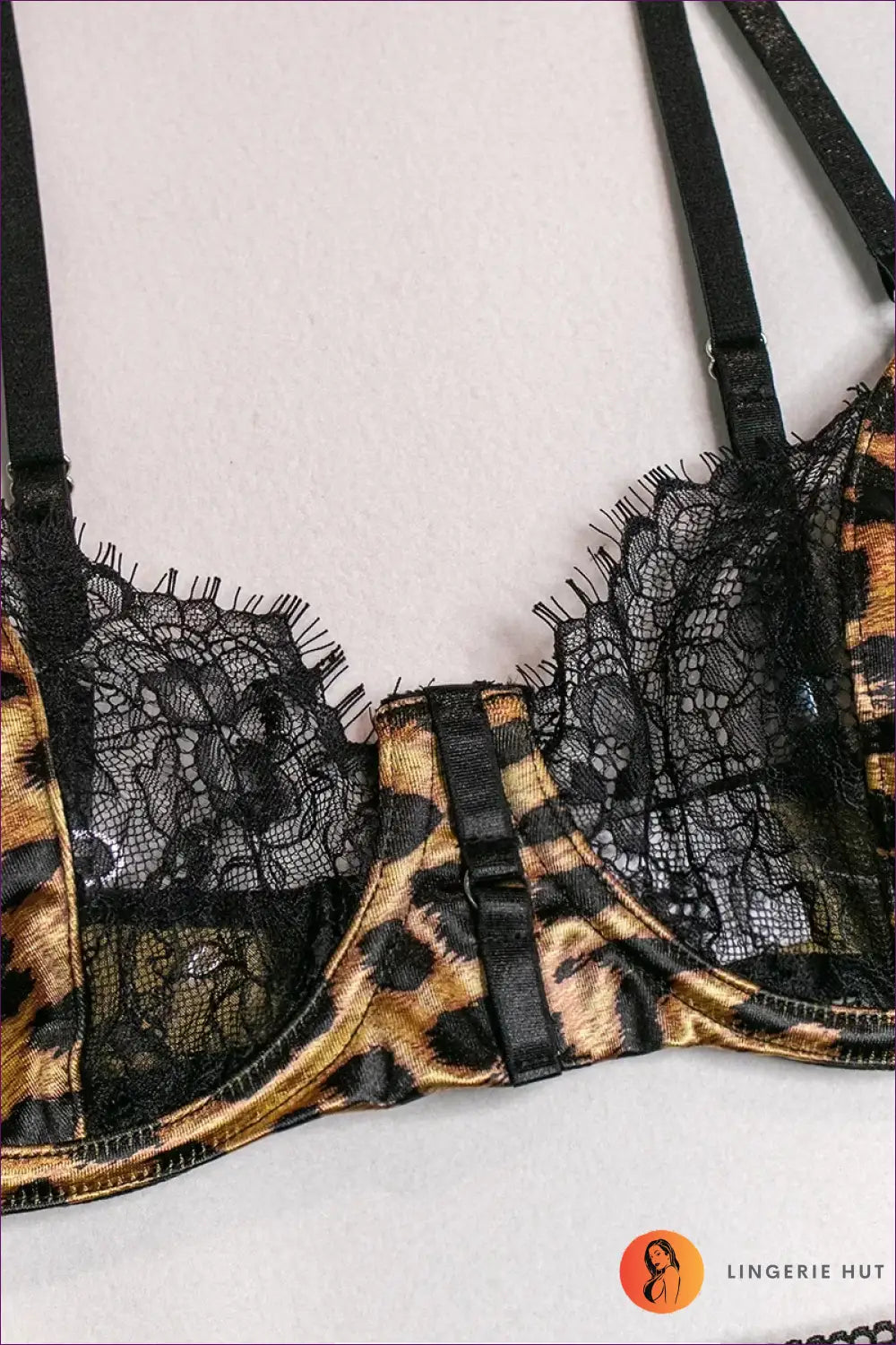 Leopard Lace Three-piece Lingerie Set - After Dark Ease - Boudoir • Bra • Date Night • just in - Hut