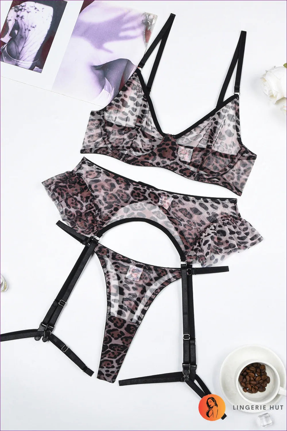 Indulge In The Allure Of Wild With Lingerie Hut’s Leopard Luxe Four-piece Set - a Perfect Blend Leopard Print