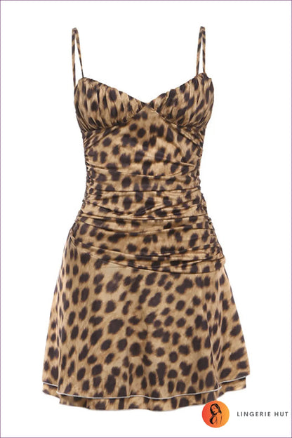 Leopard Print Bodycon Dress with Ruched Waist - After Dark - Xs / Date Night • Dresses • Evening Wear - Lingerie Hut