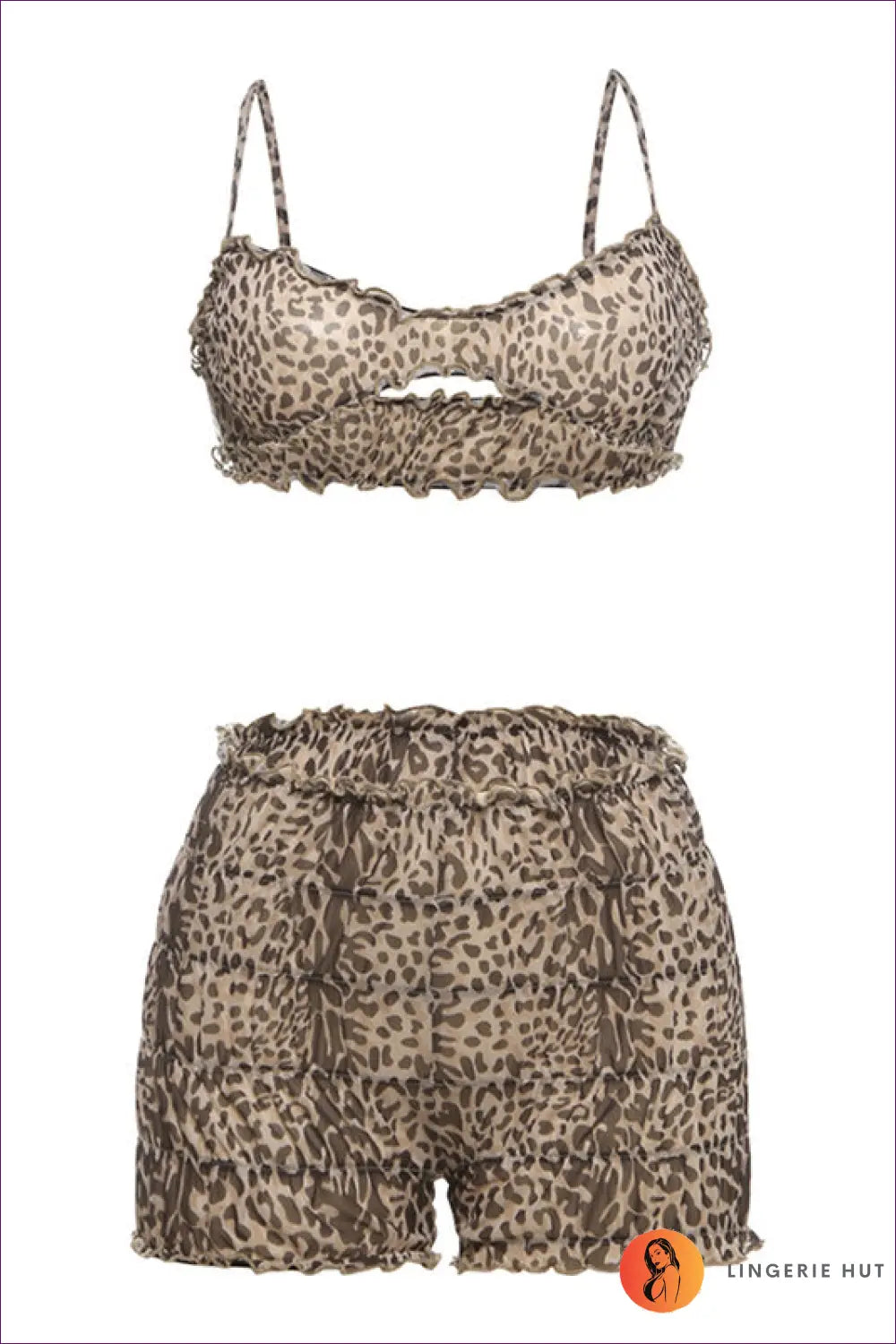 Leopard Print Bra Set with Ruffle Trim - Untamed Energy - s / Lingerie - Hut - Animal • Boudoir • Date Night