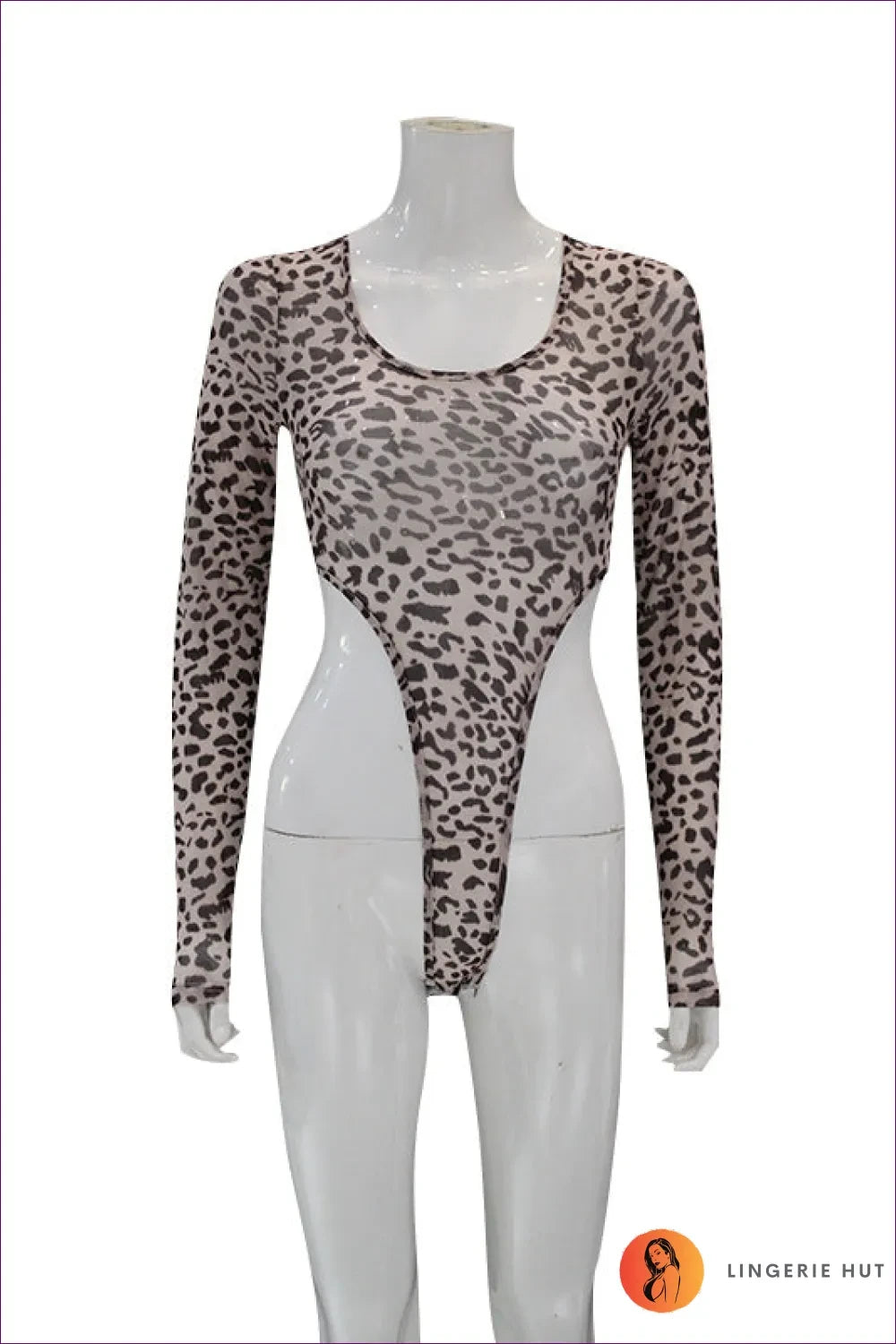 Get Ready To Turn Heads With Our Leopard Print Cut Out Long Sleeve Bodysuit. Allover Leopard Print, Daring