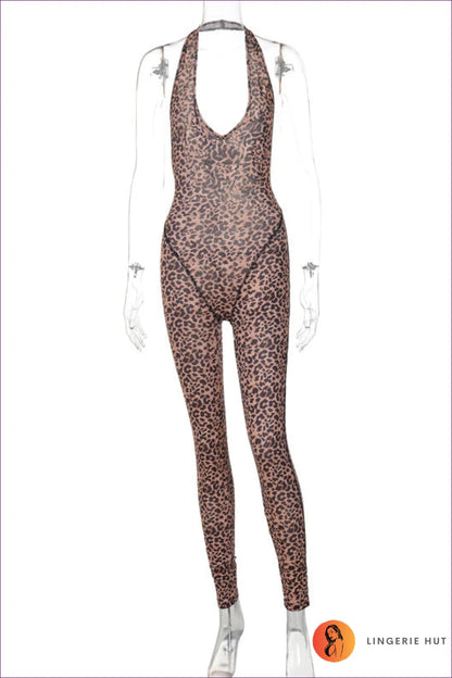 Leopard Print Halter Jumpsuit - Unleash Your Wild Side