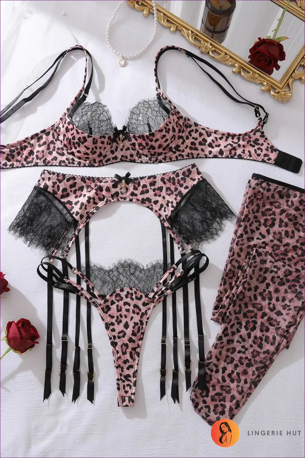 Leopard Print Lingerie Set with Lace Trim - Wild Confidence Edition for Animal, Boudoir, Bra Set, Date Night,