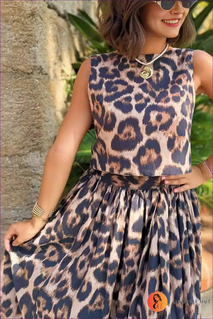 Leopard Print co Ord Maxi Set - Bold Summer Expressions - Lingerie Hut - Animal • Backless • Beachwear • Casual • Cutout