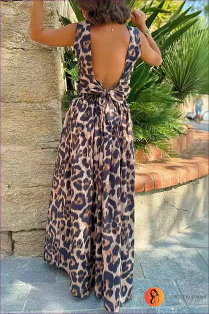 Leopard Print co Ord Maxi Set - Bold Summer Expressions - Lingerie Hut - Animal • Backless • Beachwear • Casual • Cutout