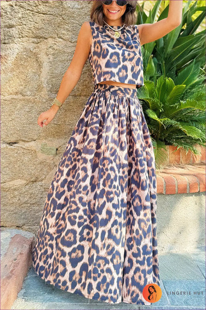 Leopard Print co Ord Maxi Set - Bold Summer Expressions - s / Multi - Lingerie Hut - Animal • Backless • Beachwear