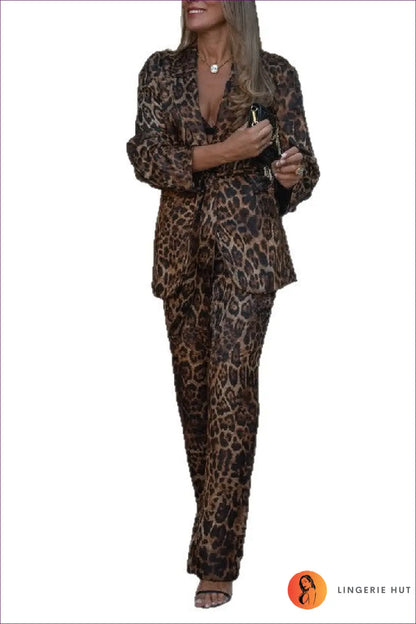 Leopard Print co Ord Set - Effortless Power Dressing - s / Multi - Lingerie Hut - All Season • Animal • Autumn • Casual