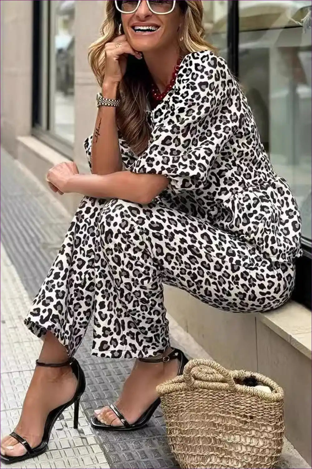 Co Ord with Leopard Print Pattern - Playful Statement Energy for Animal, Autumn, Blouse, Casual,