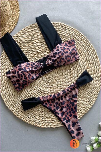 Leopard Print Tube Top Bikini - Wild Boho Beach Vibes