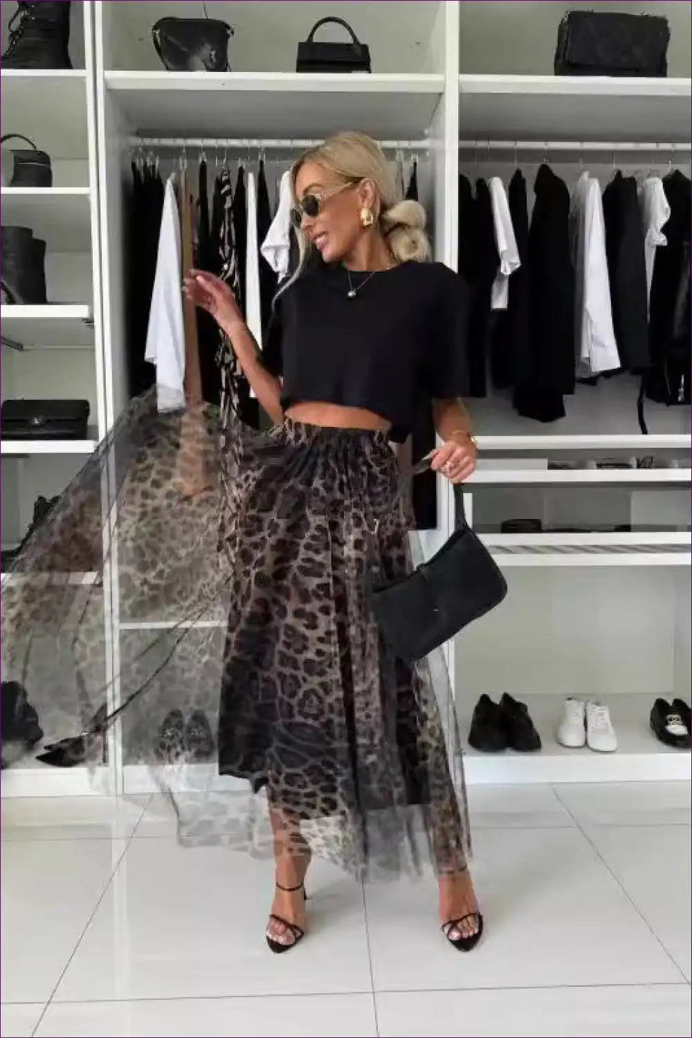 Leopard Print Tulle Maxi Skirt - Statement Layered Glam for All Season, Animal, Boho, Casual, Everyday