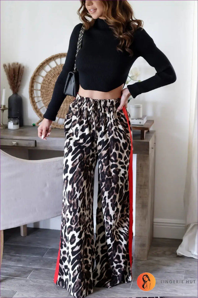 Leopard Print Wide Leg Trousers