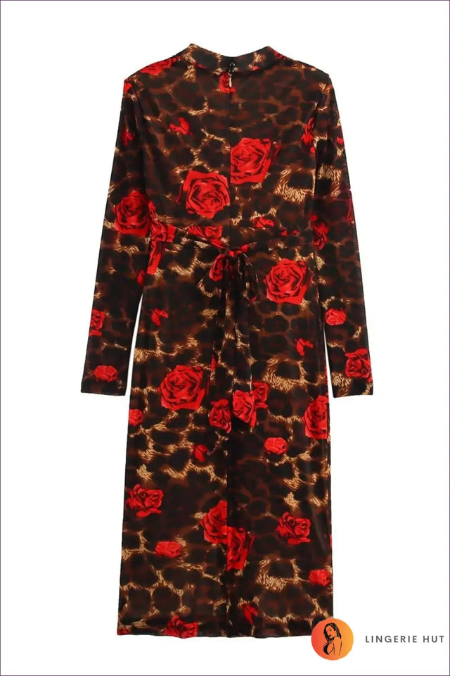 Leopard Rose Print Midi Dress - Worth a Second Look