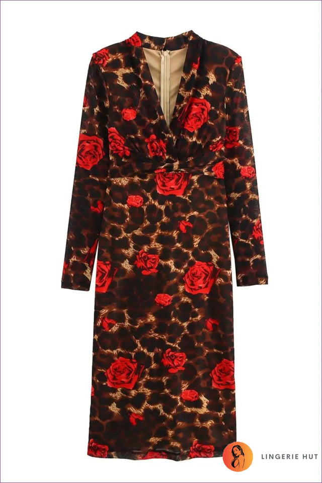 Leopard Rose Print Midi Dress - Worth a Second Look