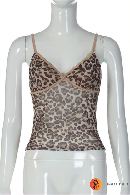 Leopard V-neck Camisole Top - Bold but Wearable - s / Animal • Casual • Clothing • Cutout • Everyday - Lingerie Hut