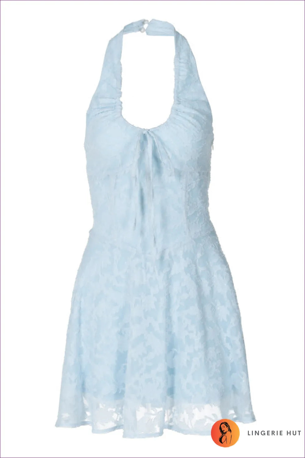 Light Blue Lace Halter Dress – Breezy Romance