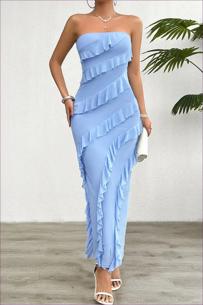 Light Blue Ruffled Maxi Dress - Effortless Elegance