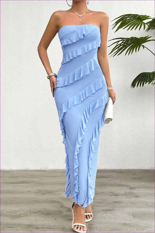 Light Blue Ruffled Maxi Dress - Effortless Elegance
