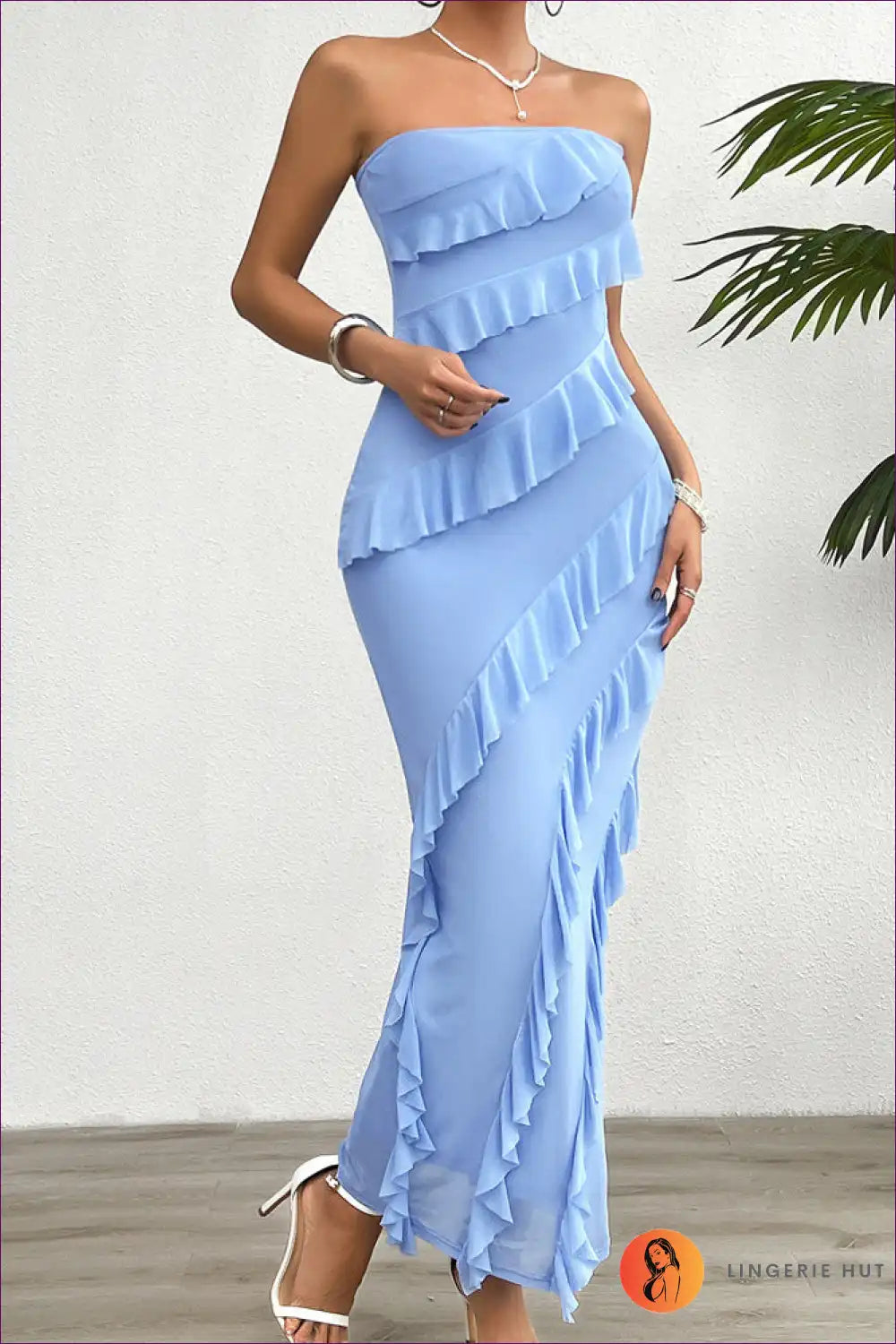 Light Blue Ruffled Maxi Dress - Effortless Elegance