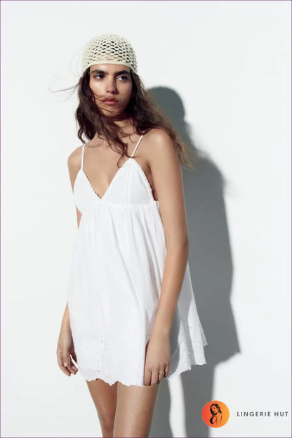 A Line Dress with Backless Silhouette - Late Afternoon Glow - Casual • Cotton • Lingerie Hut
