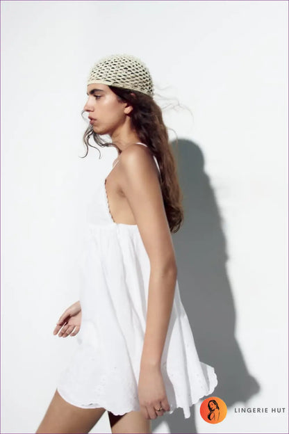 A Line Dress with Backless Silhouette - Late Afternoon Glow - Casual • Cotton • Lingerie Hut