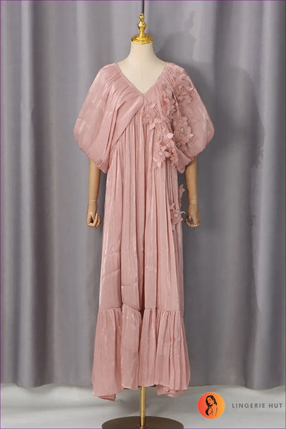 A Line Dress with Beaded Detail - Sunlit Ease - m / Pink - Casual • Cotton • Dresses - Lingerie Hut