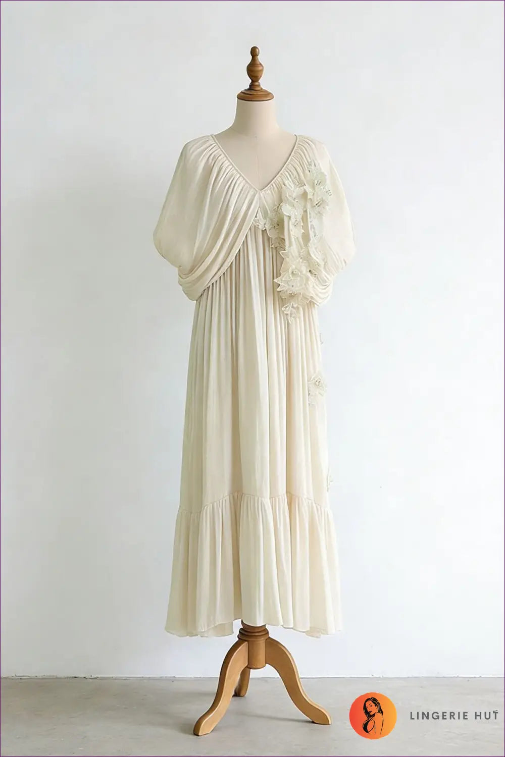 A Line Dress with Beaded Detail - Sunlit Ease - m / Apricot - Casual • Cotton • Dresses - Lingerie Hut