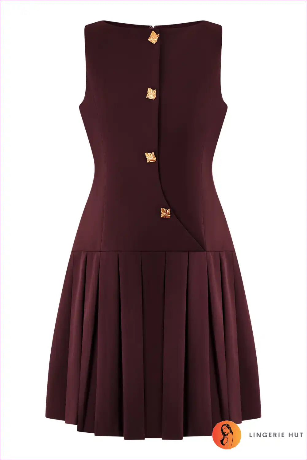 A-line Dress with Button Detail - Polished Professional for A-line, All Season, Dress, Everyday, Formal Wear