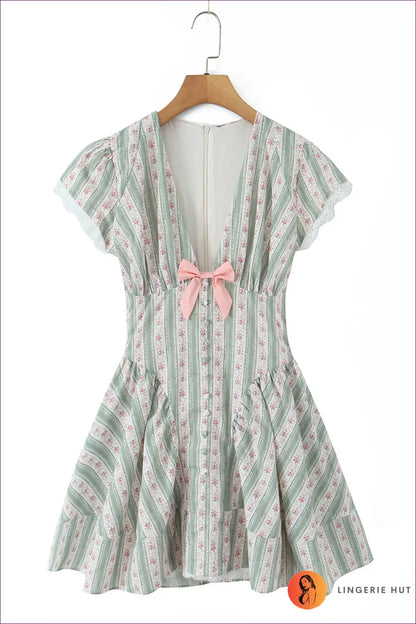 A Line Dress with Button Front Detail - Sunlit Ease - s / Multi - Casual • Cotton • Dresses - Lingerie Hut