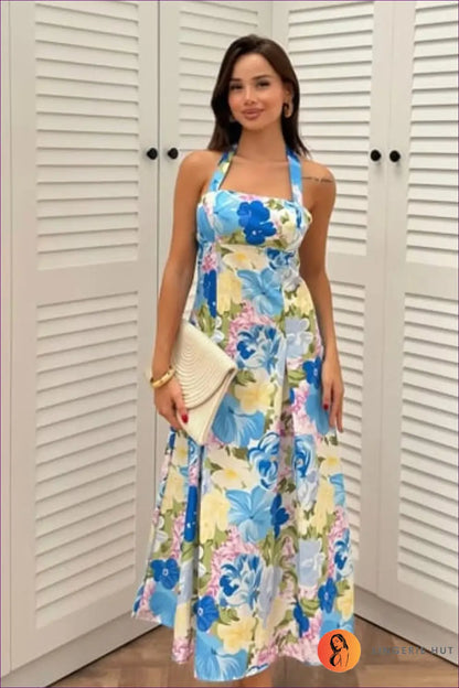 A Line Dress with Draped Detail - Effortless Grace - s / Blue - Backless • Casual • Cotton • Lingerie Hut
