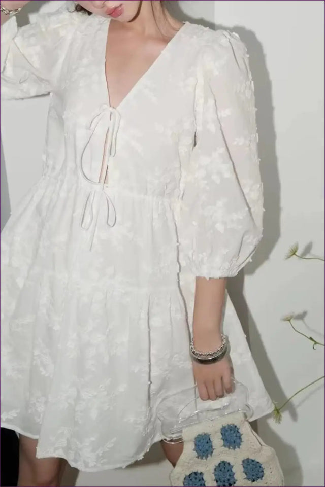 A Line Dress with Embroidered Detail - Effortless Grace