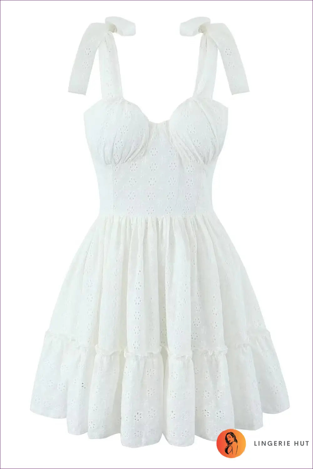 A Line Dress with Embroidered Detail - Quiet Confidence - s / White - Boho • Casual • Cotton • Lingerie Hut