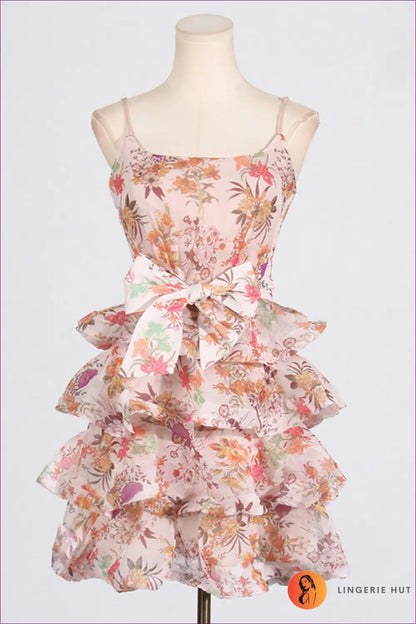A Line Dress with Fitted Waist - Breezy Sophistication - s / Multi - Casual • Cotton • Dresses - Lingerie Hut
