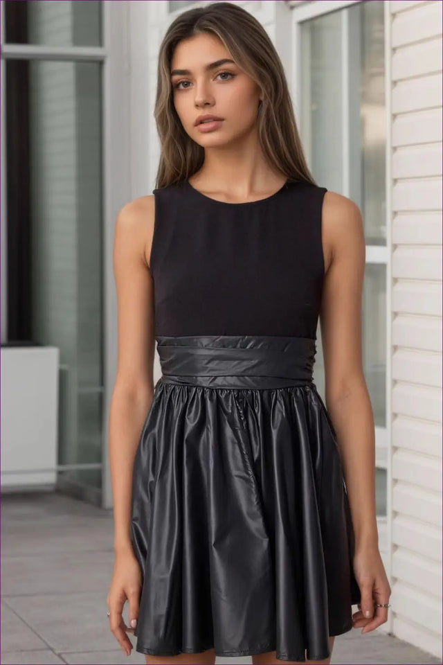 A Line Dress with Fitted Waist - Late Afternoon Glow